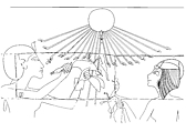 Akhenaten Sacrificing a Duck, Limestone, paint